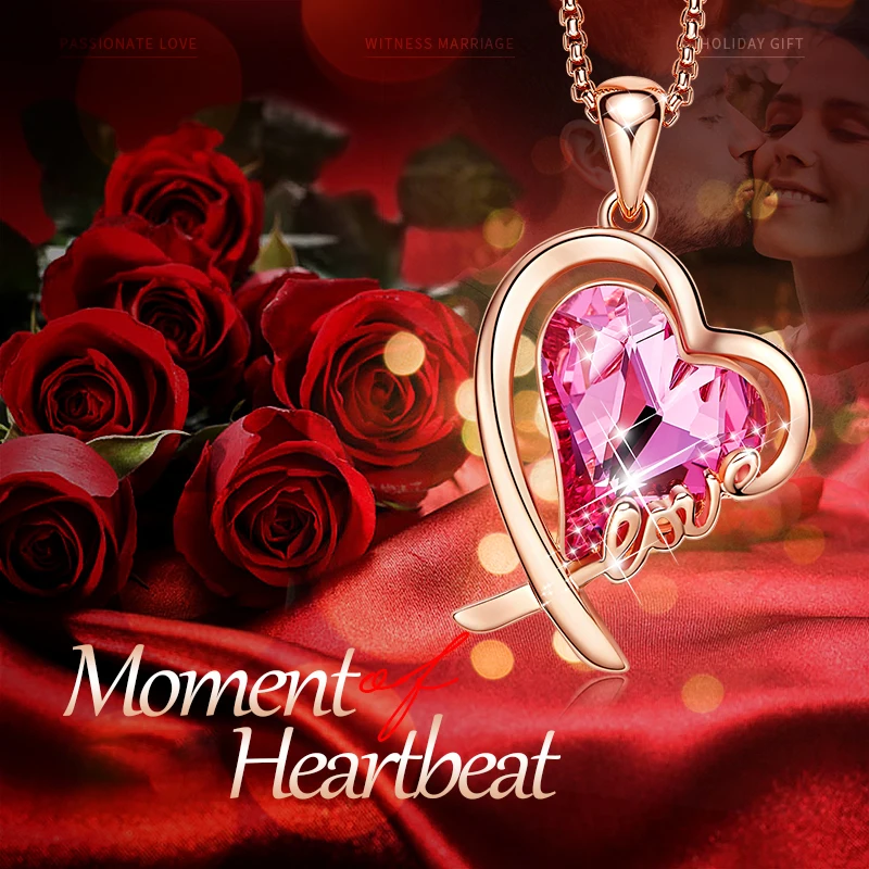 CDE модное женское ожерелье с кулоном в виде сердца золотого цвета розовым