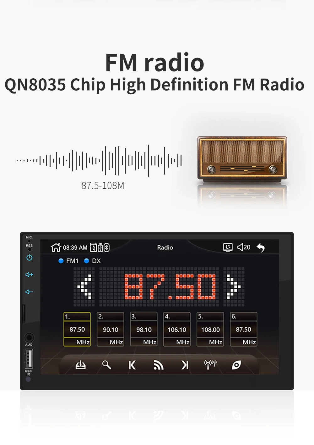 Автомагнитола HD 7 &quot 2DIN MP5 плеер FM радио Bluetooth зеркальная связь AUX поддержка камеры