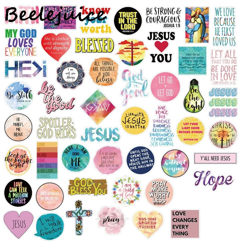 50 шт. знаменитые слова Иисуса винтажные наклейки наклейка с героями мультфильмов