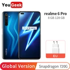 Realme 6 Pro глобальная Версия 8 ГБ 128 Гб мобильный телефон 6,6 ''90 Гц полноэкранный процессор Snapdragon 720G Восьмиядерный 64 мп AI Quad Camera 4300 мАч