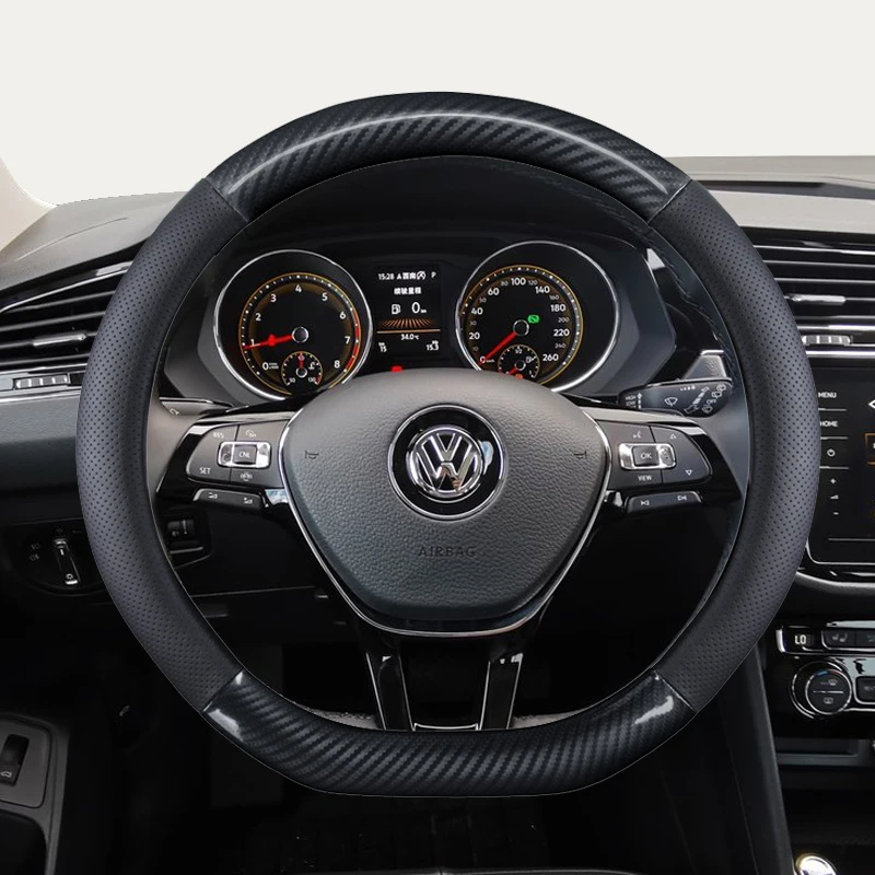 

Чехол на руль из натуральной кожи и углеродного волокна D-образной формы для VW GOLF 7 2015 POLO JATTA Suzuki Swift Nissan Rogue 2019 2020