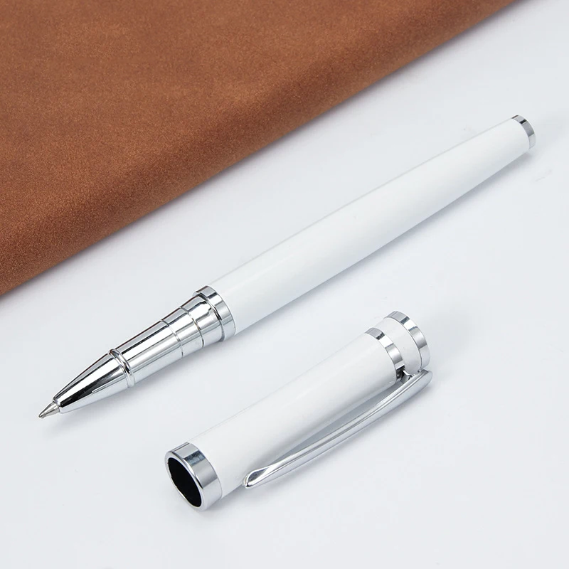 White 1pc Роскошный металлический логотип на заказ гелевая ручка роликовая шариковая бизнес Милая стационарная вещь Kawaii школьные офисные принадлежности аксессуары Bts - Цвет: White 1pc