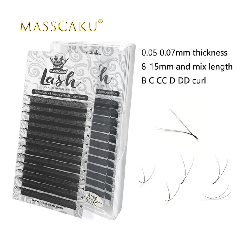 

Popular faux mink Y lashes volume matte black premium yy lash extension supplies natural lashes faux Y female lash wholesale