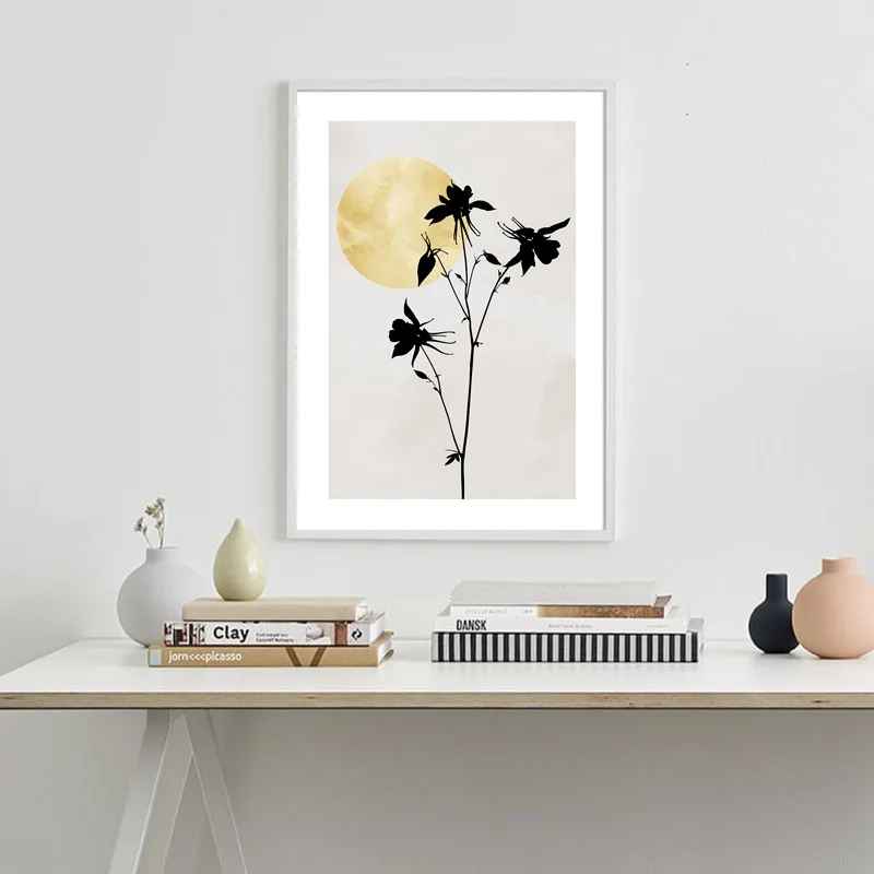 Защита от солнца силуэт Скандинавский дизайн ярко оранжевый холст картины