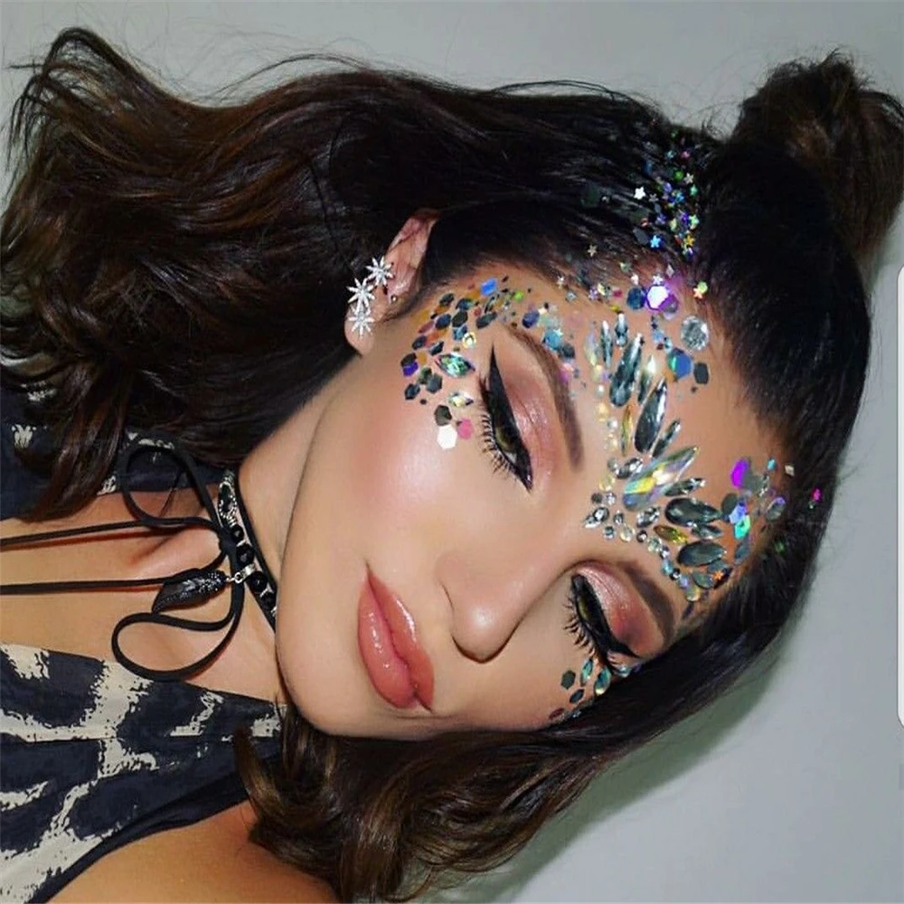 Adhesive Face Gems Rhinestone Temporary Tattoo Jewels Festival Party Body Eyes Glitter Stickers Flash Temporary Tattoos Sticker