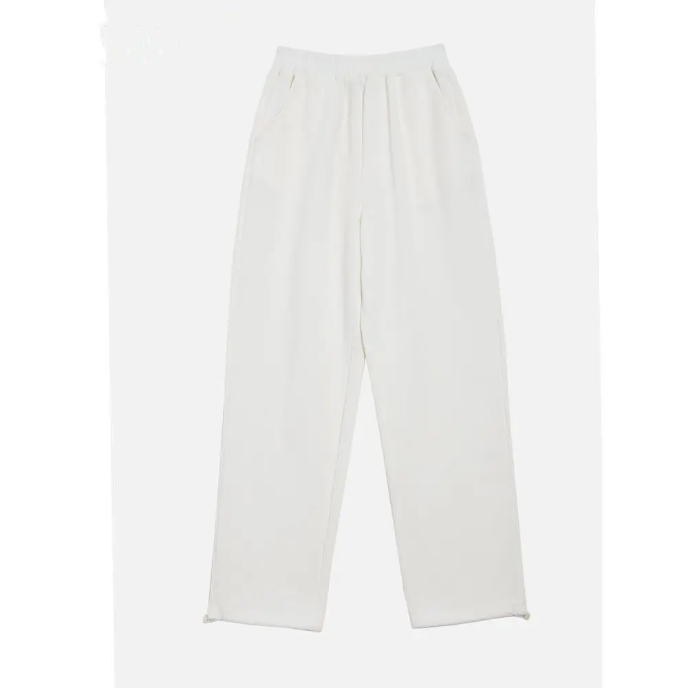 

Drawstring Sports Pants Women 2021 New Summer Thin Section High Waist Loose Wide Leg Straight White Casual Pants LX003