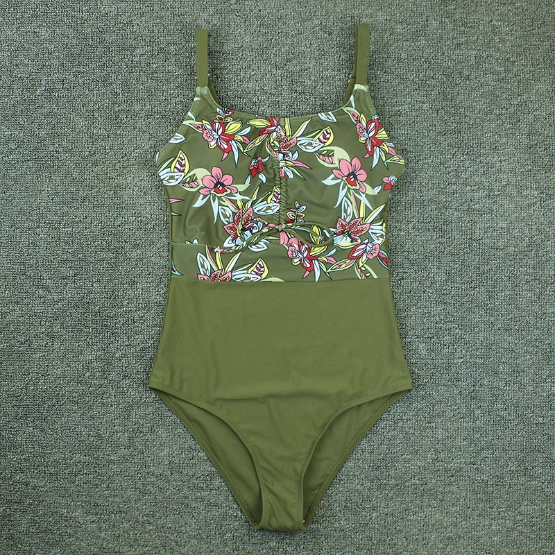 One Piece Swimwear Women 2021 New Floral Print Bathing Suit Sexy Swimsuit Swimming For Female Monokini Bodysuit Summer XL Party | Спорт и