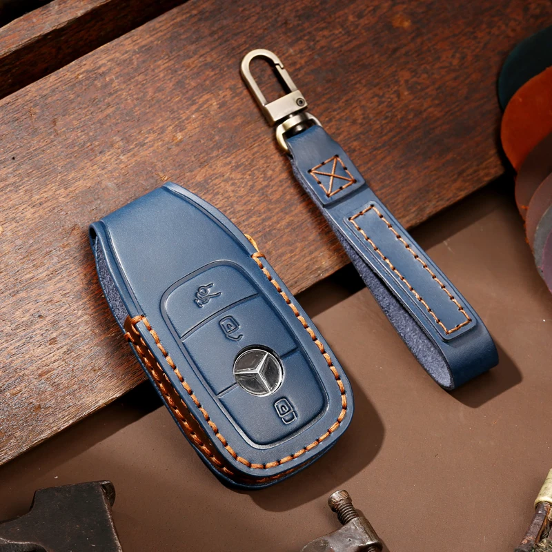 

Leather Car Key Case Men Women Handmade Key Bag For New Mercedes Benz E C S Maybach S450 S400L S480 E300L E200L C200L S400 S450