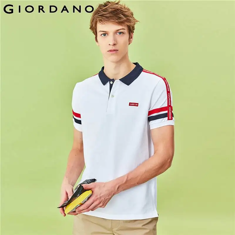 Мужская эластичная рубашка поло из лайкры Giordano прочная ребристая с короткими