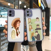 anne of green gables phone case for iphone 12 11 mini pro xr xs max 7 8 plus x matte transparent gray back cover