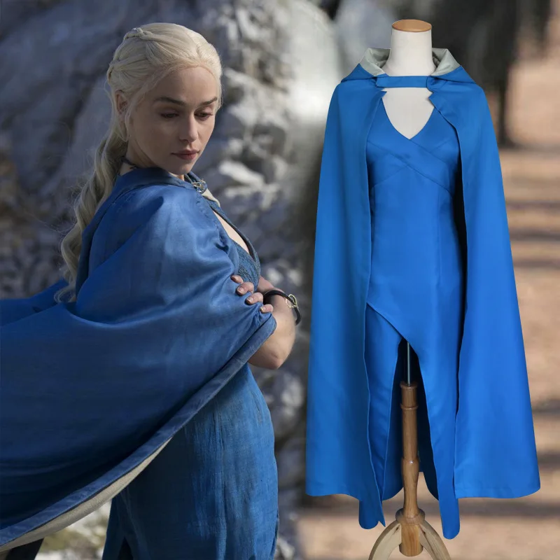 Game of Thrones Costume A Song Ice and Fire Daenerys Cosplay Outfit With Coat Halloween Clothing Full Set Party dress | Тематическая