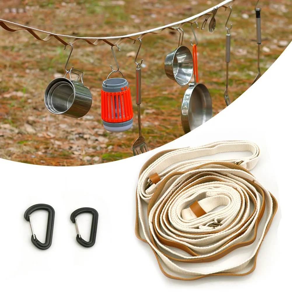 

24 Loops Adjustable Camping Hanging Rope PU Material Suitable For Camping Garden Shed Hanging Items Convenient 5m Clothes Line