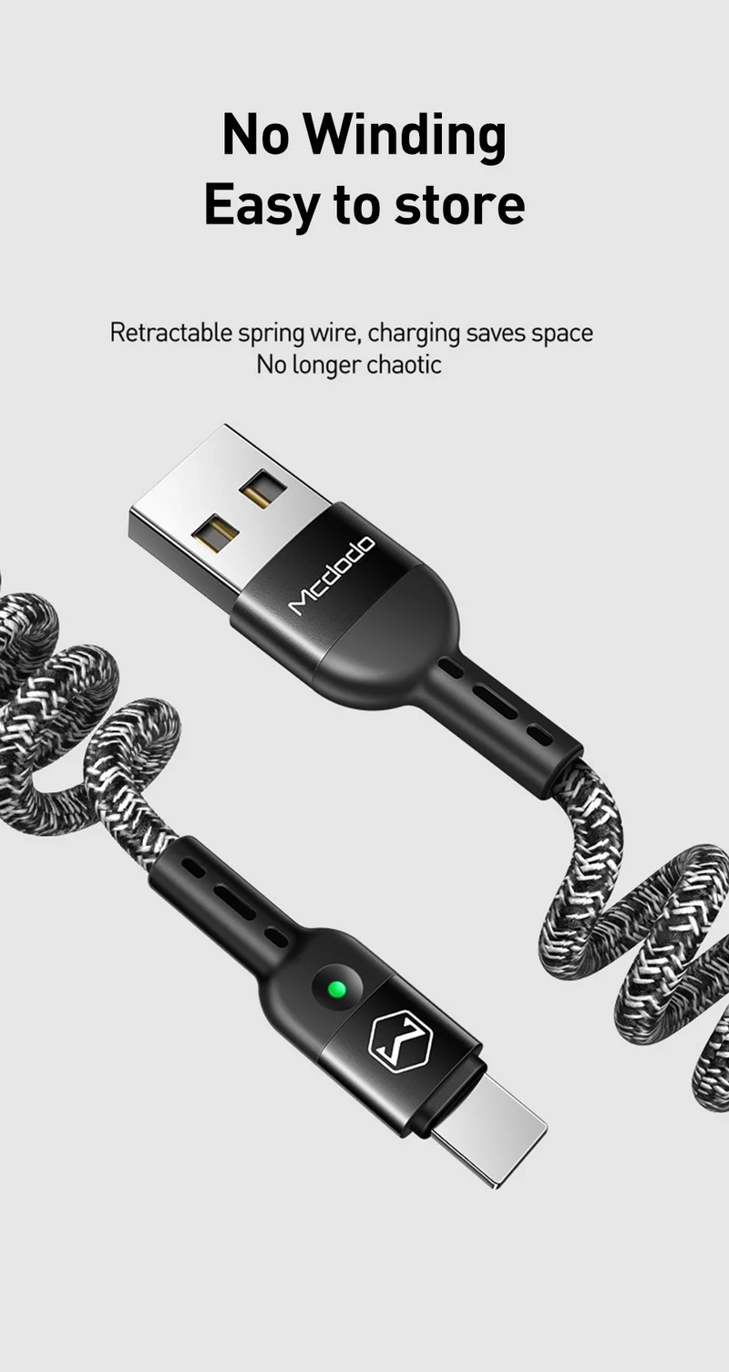 MCDODO Выдвижной USB кабель для зарядки телефона Шнур для iPhone 11 Pro Max XR XS X 8 7 6 Plus 6s 5 быстрое зарядное устройство кабель для передачи данных адаптер