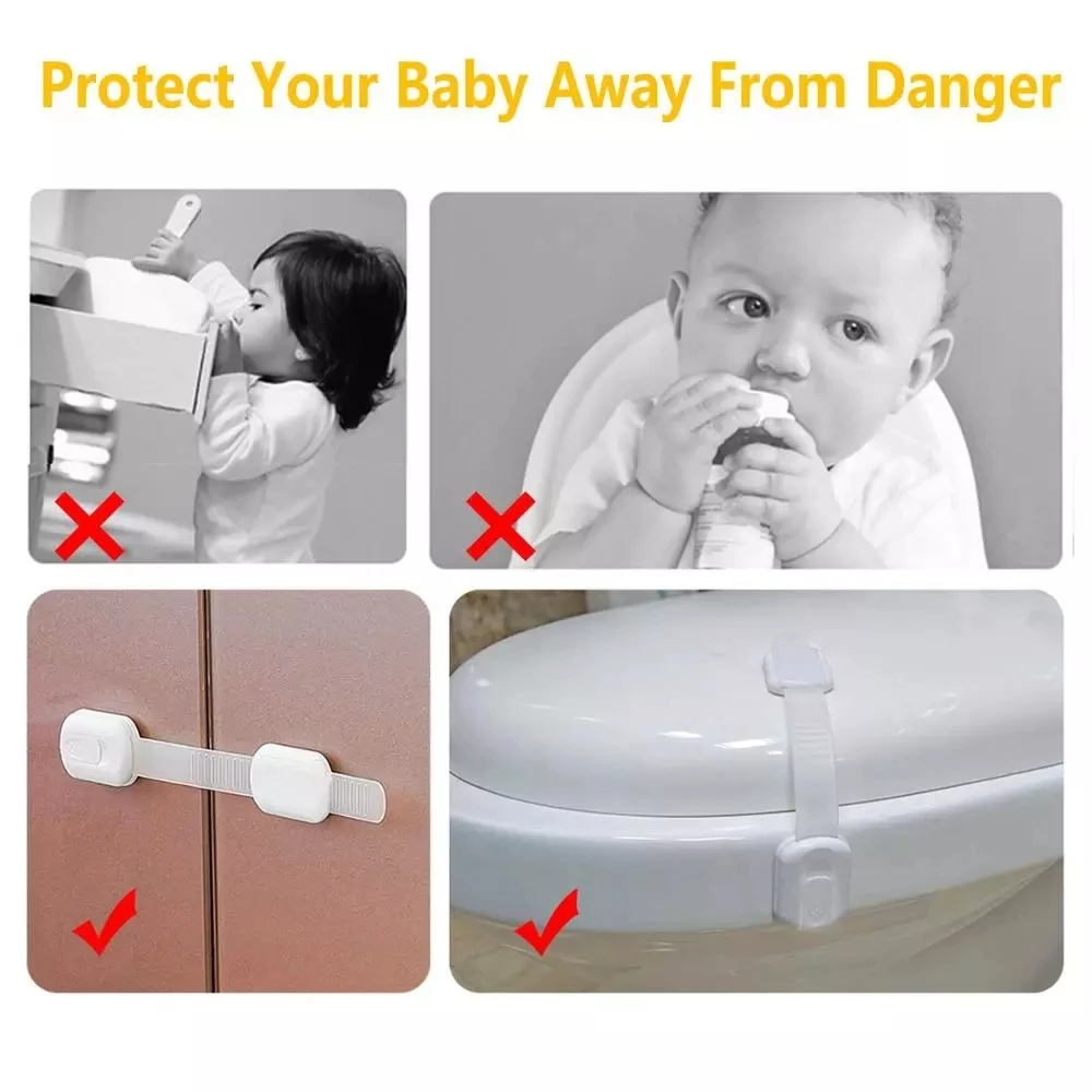 Cerraduras de seguridad ajustables para ni&ntilde;os, a prueba de ni&ntilde;os y beb&eacute;s, cajones de electrodom&eacute;sticos con adhesivo Extra fuerte 3M, 8 Uds.-5