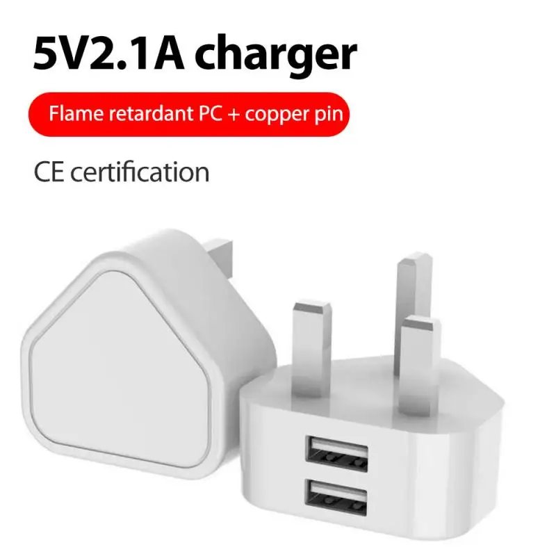 

5V 2.1A Dual USB Charger for iPhone iPad UK Plug Fast Charger for Samsung Xiaomi Mini Round Travel Phone Charger Socket Adapter