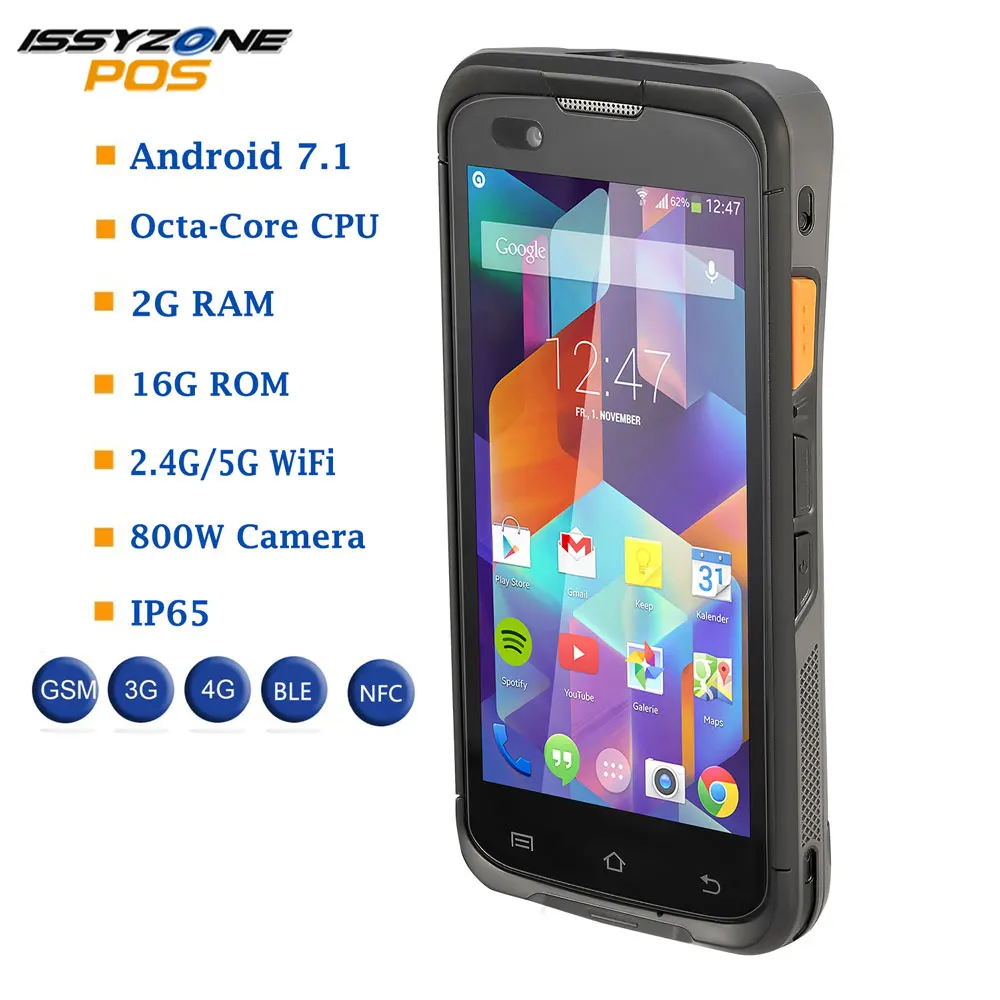 IssyzonePOS PDA Android 7,1 прочный pos-терминал ручной сканер штрих-кода Zebra 2D NFC 4G WiFi gps считыватель штрих-кодов управление PDA