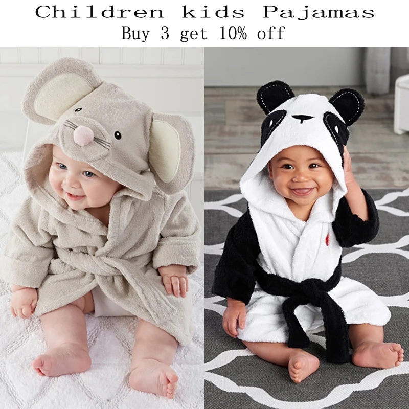 Халат детский пляжный с капюшоном панда мышь кролик|Халаты| |