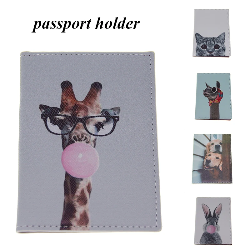 Милые животные, Обложка для паспорта, для женщин, милый, собака, кот Жираф собака искусственная кожа Водонепроницаемый паспорта, сумка-бумаж...