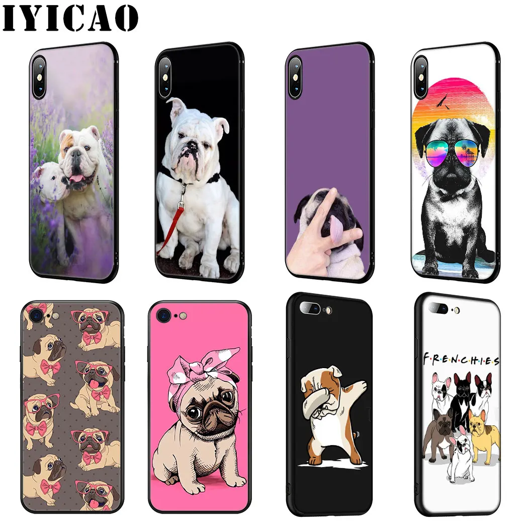 IYICAO Bulldogs dog Soft Silicone Case for iPhone 11 Pro Max XR X XS 6 6S 7 8 Plus 5 5S SE Phone |