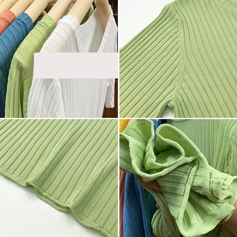 

Women Summer Short Sleeve Knitwear Tops Classic Solid O-Neck Knitted T-Shirt Female 2021 New Korean Fashion Pullover Tee
