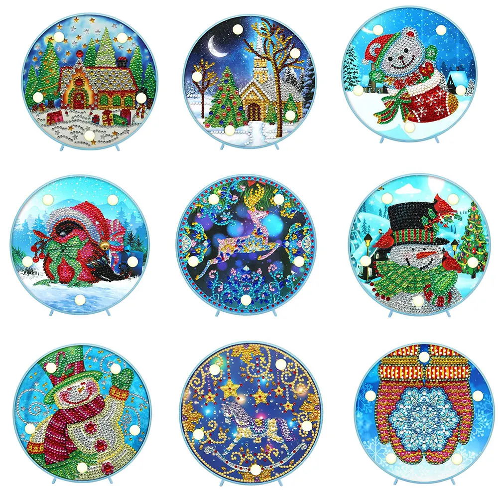Xmas DIY особой формы алмазов картина светодиодный ночной Светильник Снеговик светильник вышивка стол ночь рождественские украшения для дома