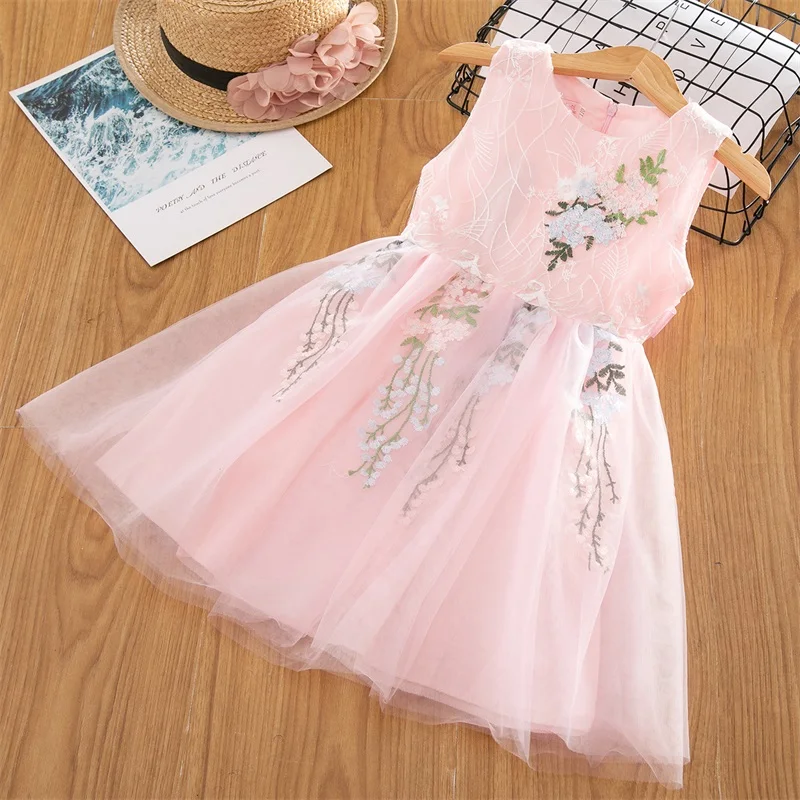 Girls Dresses 2019 Summer New Children's Clothing Fashion Style Mesh Embroidered Sweet Baby Girl Princess Infant Dress | Детская