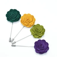 mens brooches pins handmade wedding felt flower lapel boutonniere stick pin for women fashion jewelry garment floral accessory