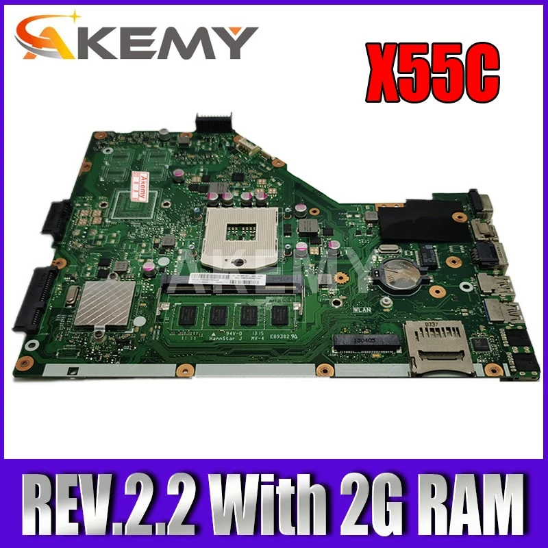 

Akemy Laptop motherboard For Asus X55VD X55C X55CR X55V Mainboard SLJ8E REV.2.2 With 2G RAM