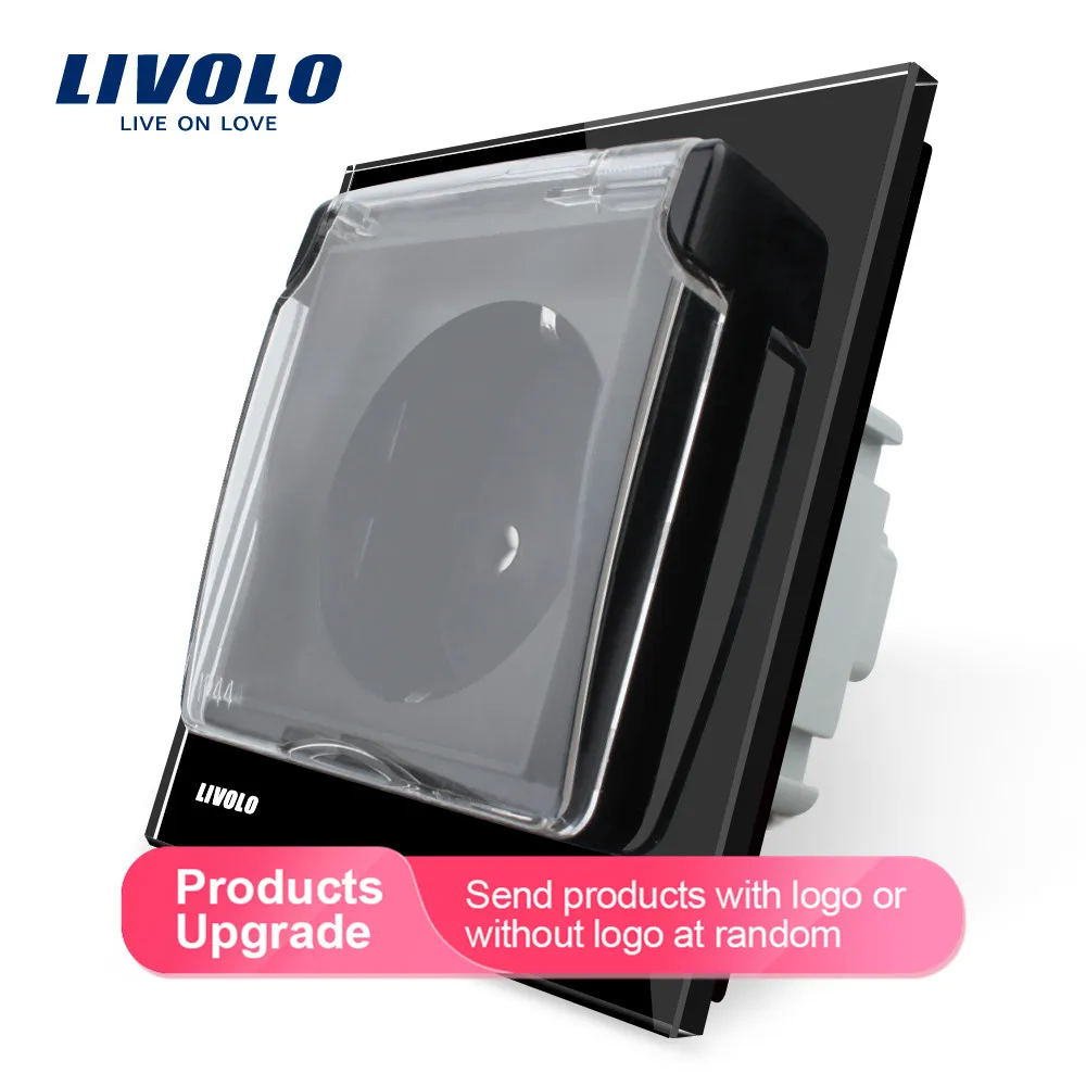 Livolo гнездо питания стандарта ЕС, белая стеклянная панель, AC 110~ 250V 16A настенная розетка с водонепроницаемой крышкой C7C1EUWF-11