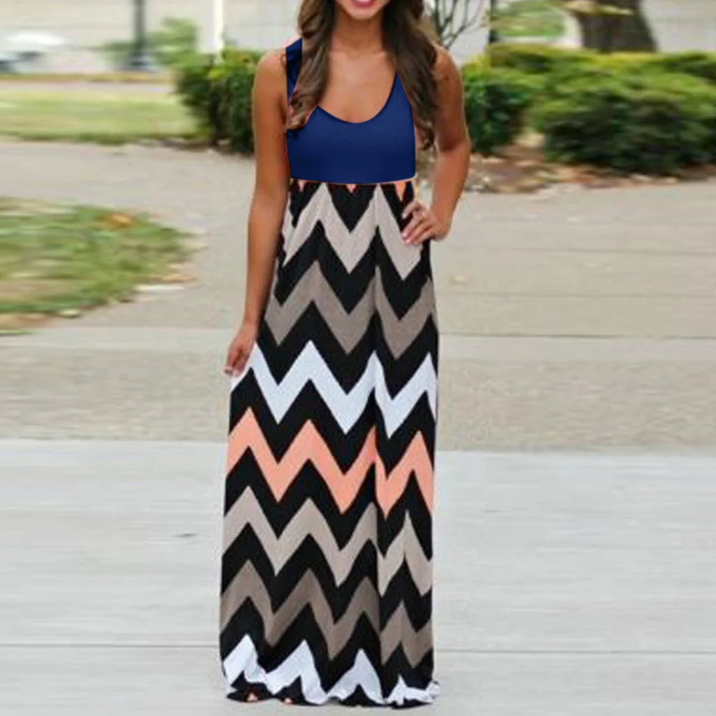 Новинка 2019 модное летнее женское сексуальное богемное Полосатое длинное платье