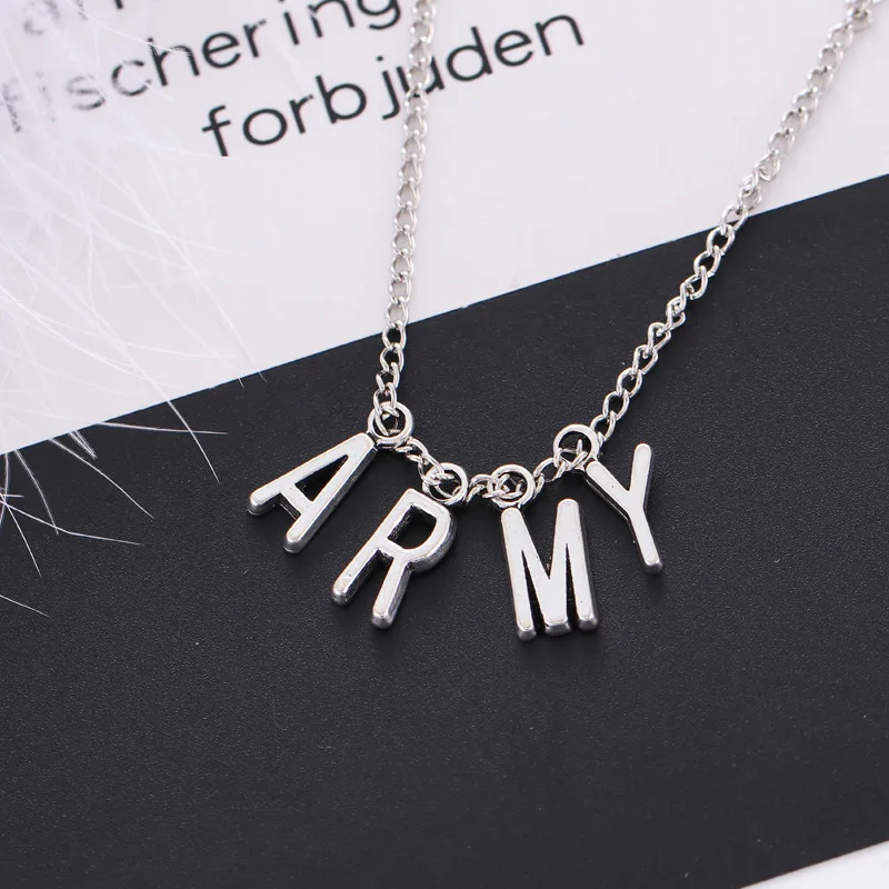 

New ARMY Letter Necklace for Woman Alloy Letter Necklace Fashion Party Jewelry Gift Girl