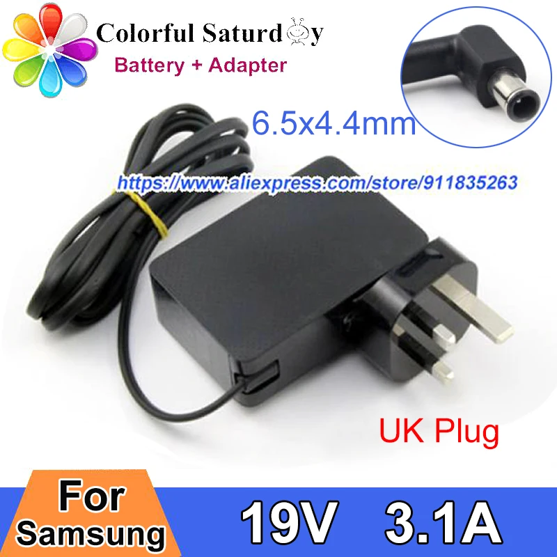 

UK Plug For SAMSUNG MONITOR Q70R HW-Q70R U32R59X HW-K950 S32R750UEU C24FG73FQU U32J590UQU LU32J590UQUXEN AC Adapter 19V 3.1A 59W