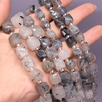natural stone semi precious stones rectangular black crystal beaded diy bracelet necklace making jewelry accessories 10 11mm
