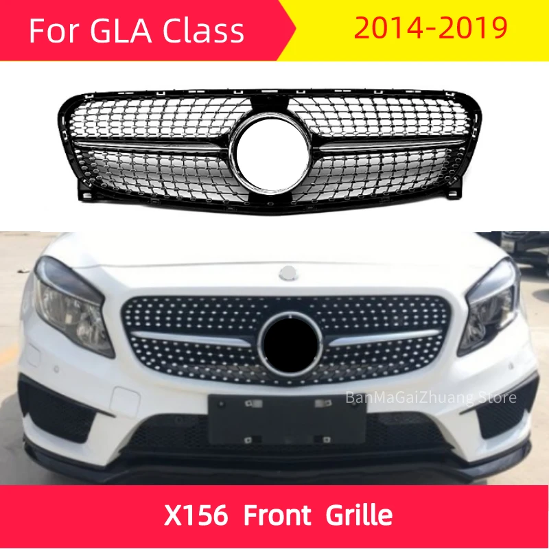 Алмазная Передняя решетка для mercedes X156 2014-2019 GLA Class GLA180 GLA200 GLA250 GLA45 ABS | Автомобили и