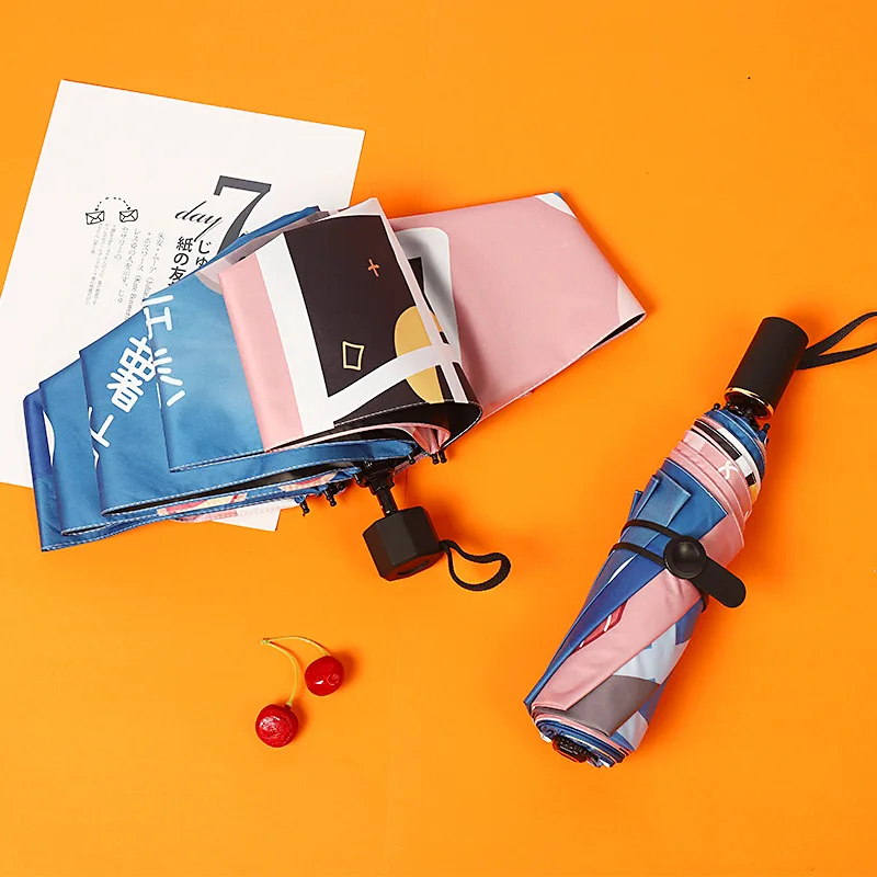 INS Rain Umbrella Women's Dual Purpose Three Folding Parasol Sun-resistant UV-Protection Small and Portable | Дом и сад