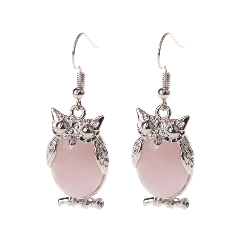 

JAVRICK Chic Owl Earrings Wrapped Natural Stone Cute Dangle Drop Women Jewelry Vintage Gifts