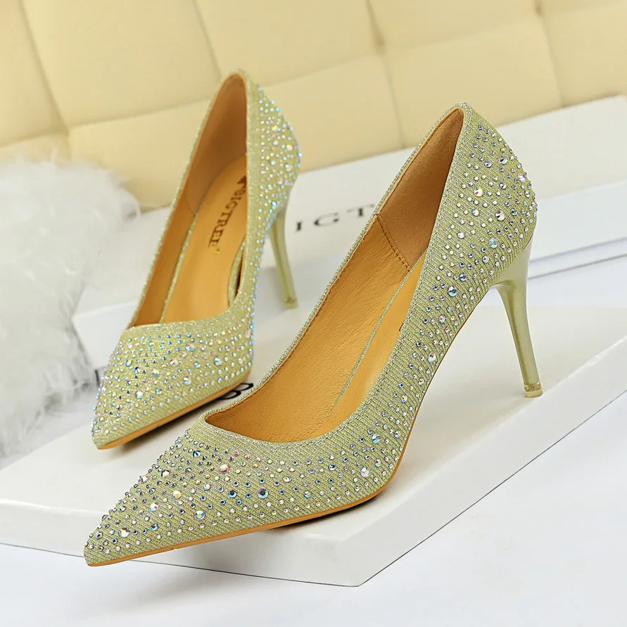 

2021 Classic High Heels Women Pump Shoes Female Brand Sexy Pointed Toe Wedding Party OL Shoe Woman Big Size