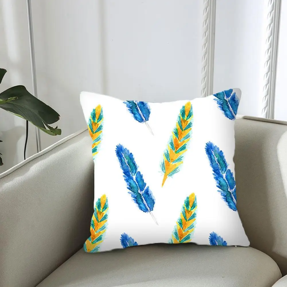 

Leaf Groceries Color Stripe Pattern Sofa Cushion Cover Single-sided Printing Throw Pillow Case Home Decoration 45*45CM