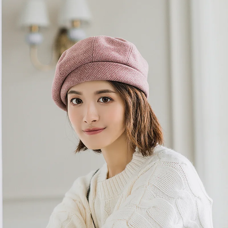 Зимний женский берет хлопковые шапки женская элегантная клетчатая винтажная