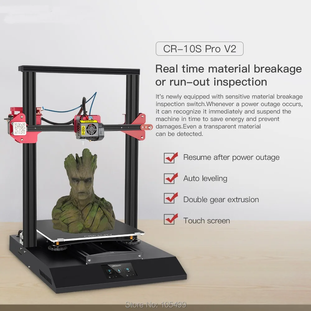 3D принтер CR-10S PRO V2 заметно стабильная Большая пластиковая печатная машина Creality |