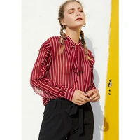 long shirt women summer top long sleeve ladies blouse chic woman casual striped shirt collar lace up loose blouse and shirts
