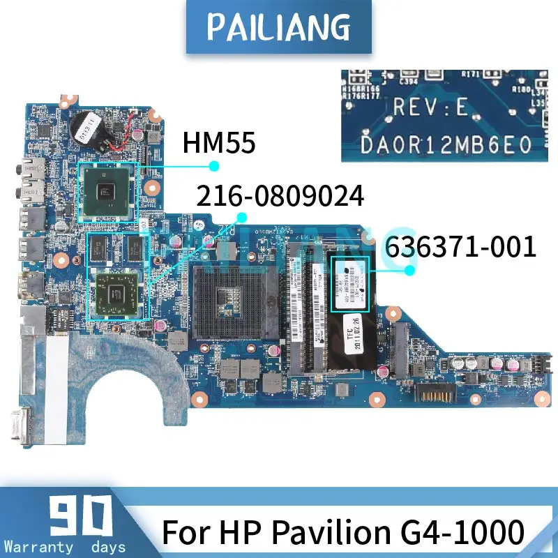 Материнская плата R12 для ноутбука HP Pavilion G4-1000 DA0R12MB6E0 636371-001 636372-001 HM55 216-0809024 G6-1000