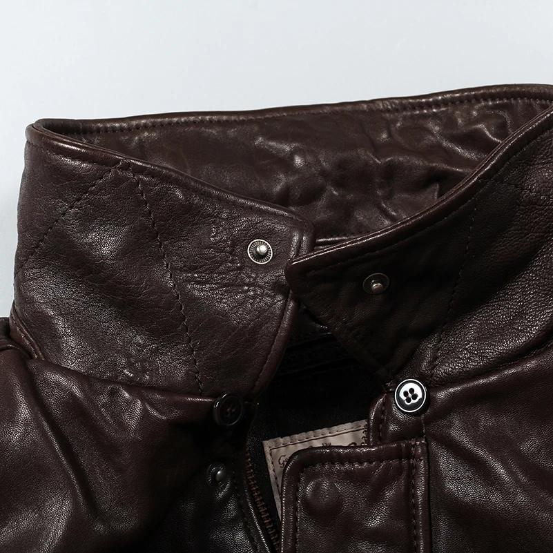 Мужская авиаторская куртка пилот force 2020 темно коричневая из натуральной кожи с