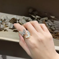 finger ring butterfly shape open design rings for women zircon fashion trendy jewelry top grade plated factory price wholesale