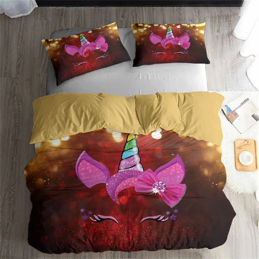 

HELENGILI 3D Bedding Set Unicorn Print Duvet Cover Set Lifelike Bedclothes with Pillowcase Bed Set Home Textiles #DJS-31
