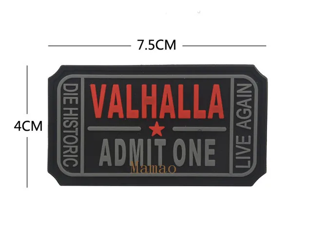 Velcro PVC Тикет в Валгаллу военные тактические Викинги Mad Max патчи крюк и петля армии вышитые бейджи ПВХ ткань наклейки на наручную повязку - Цвет: Velcro PVC