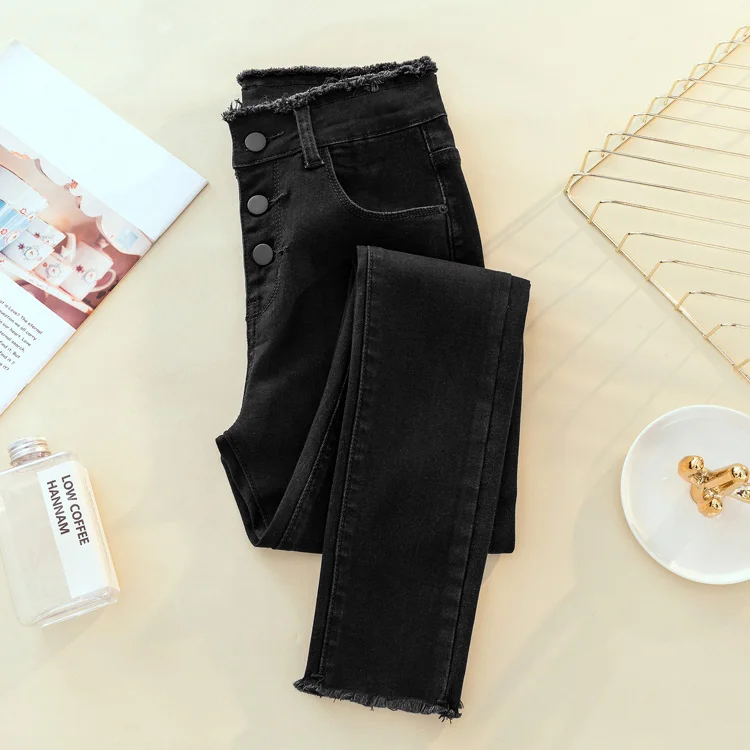 

2020 spring and autumn new women's high-rise stretch cropped cropped jeans