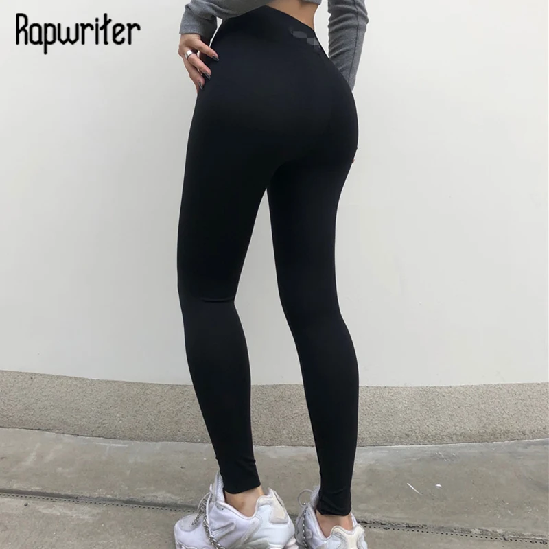 

Черные однотонные спортивные брюки Rapwriter, зимние утепленные брюки, женские Капри, женские повседневные брюки, модные облегающие леггинсы с ...