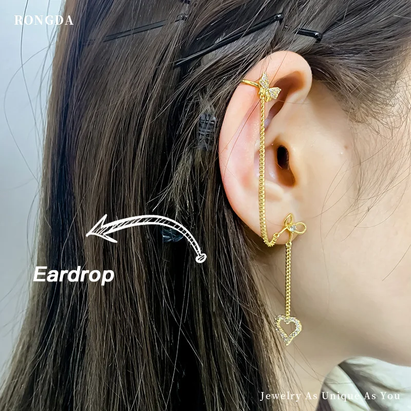 

Long Chain Threader with Ear Cuff Earring