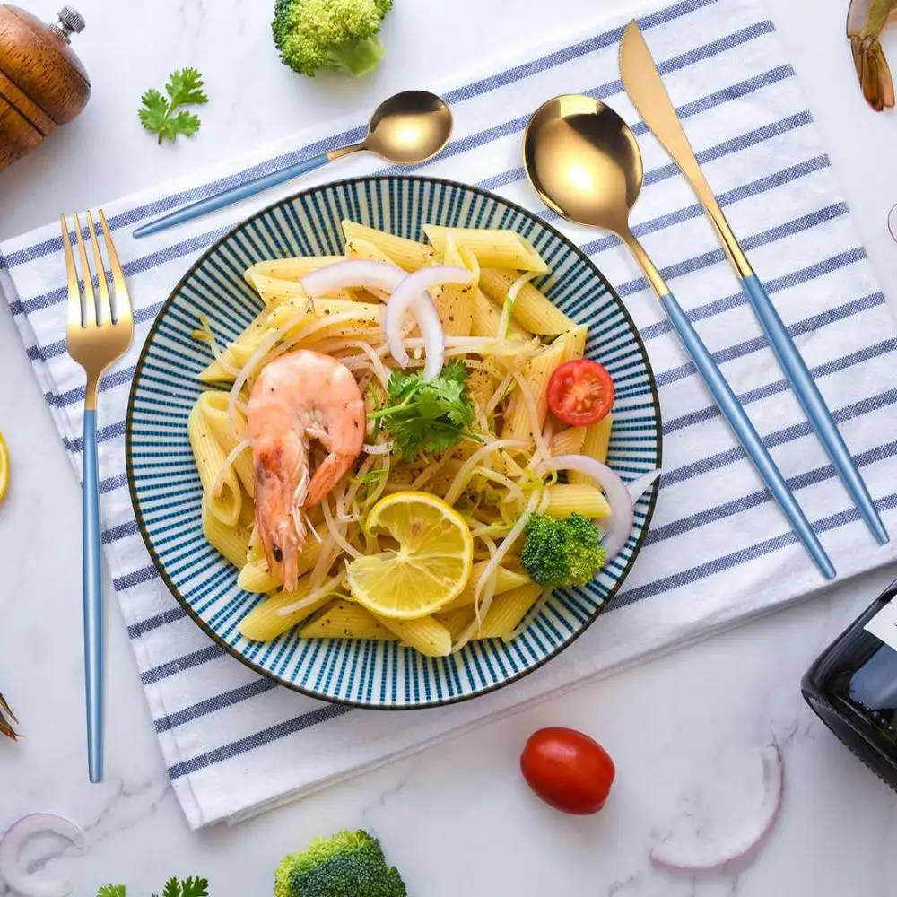 

24PCS Tableware Flatware Set Non-fading Cutlery Sets 18/10 Stainless Steel Dinnerware Home Dinner Party Kitchen Chirstmas Gift